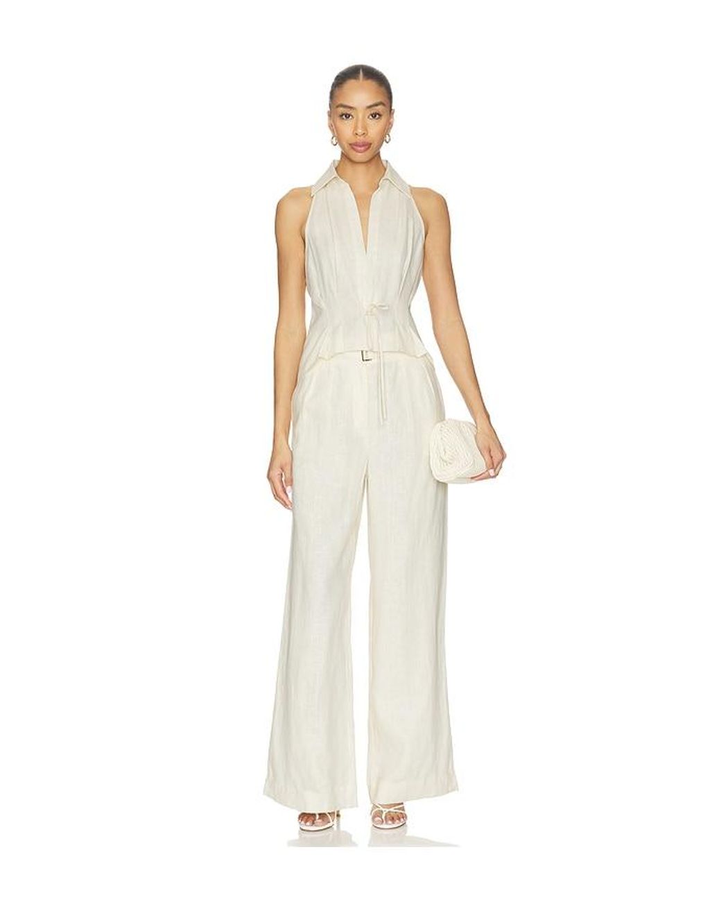 Hevron White Alina Pant