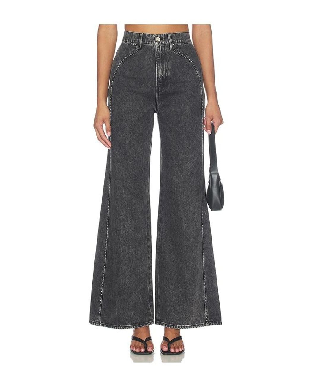 Veronica Beard Black Grant High Rise Wide Leg Jeans