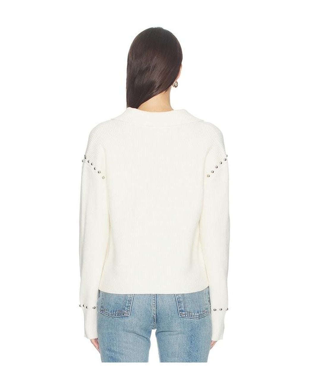 Central Park West White Felix Studded Sweater Jacket