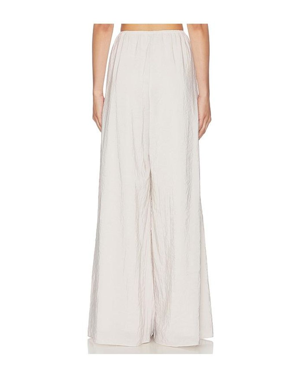 La Ligne White Pleated Wide Leg Pant
