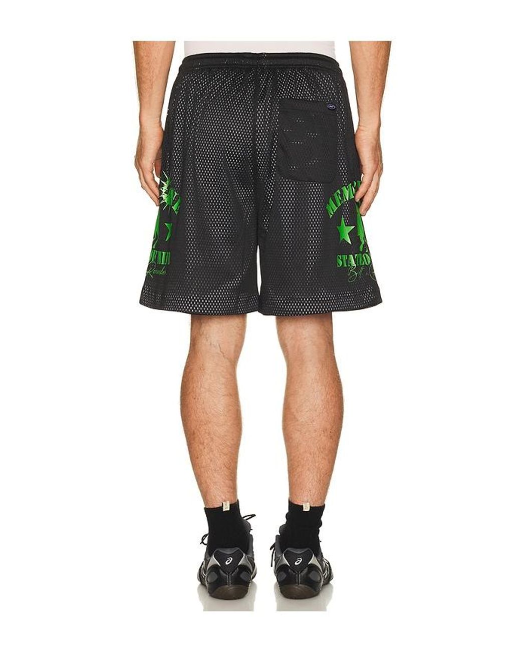 Memory Lane Black Mesh Double Layer Shorts for men