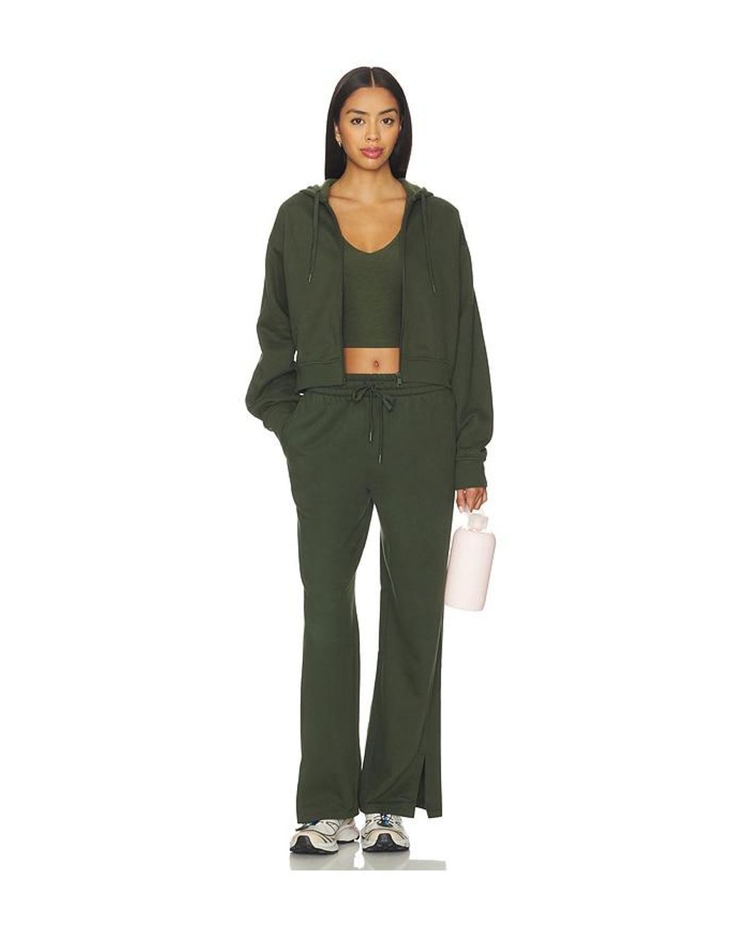 Beyond Yoga Green Luxe Fleece Zip Up Hoodie