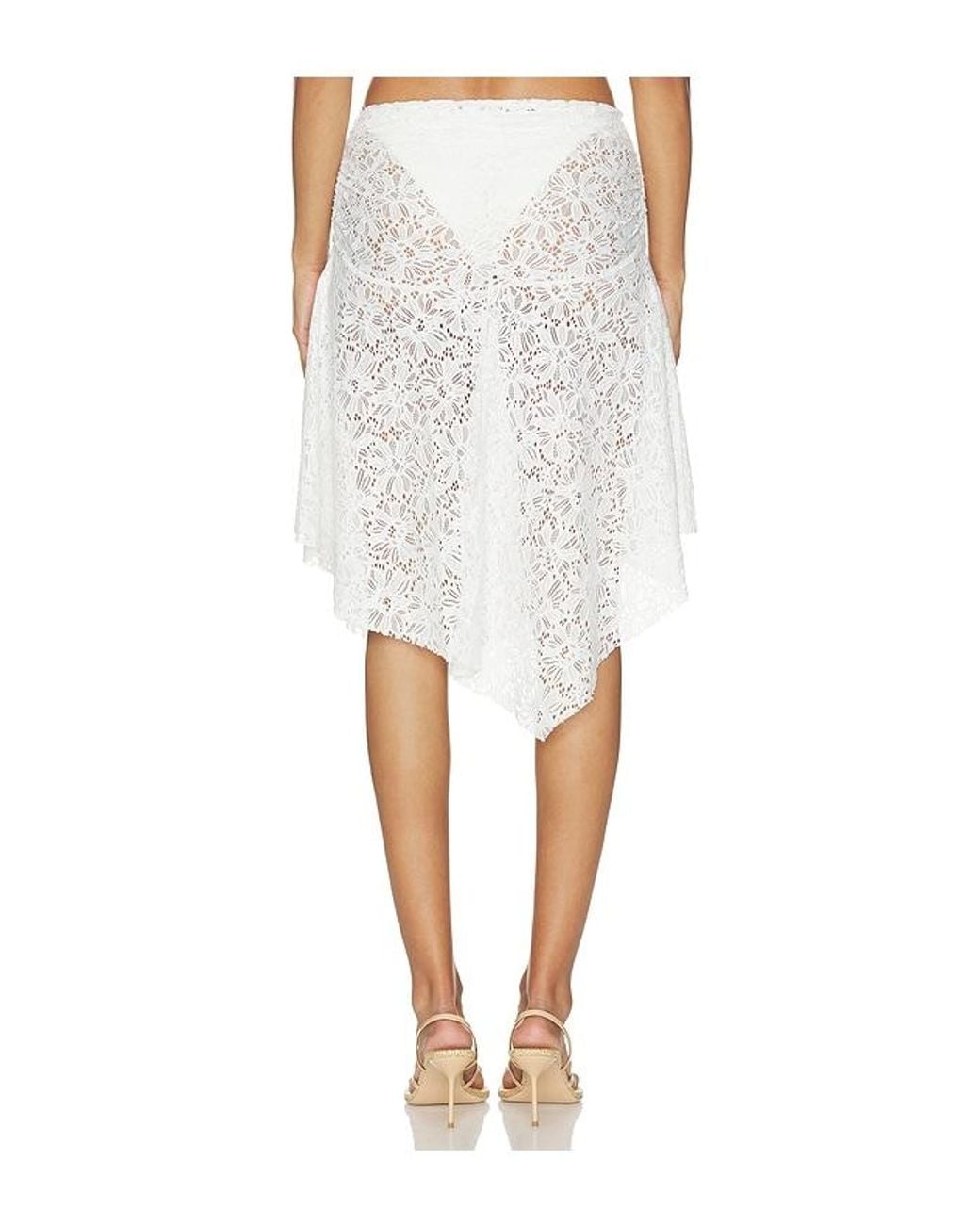 SNDY'S White Lilu Lace Midi Skirt