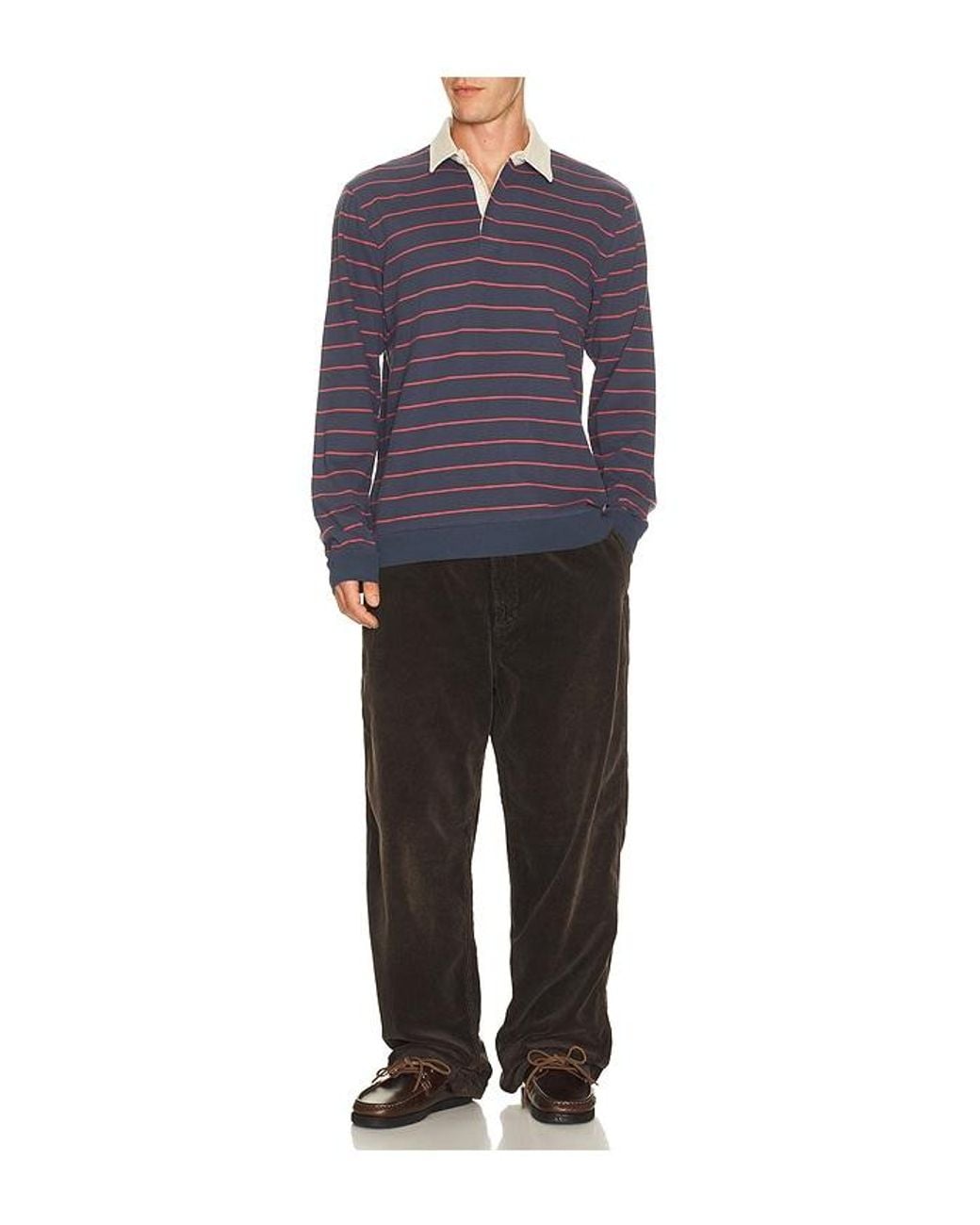 Marine Layer Blue Sueded Rugby Polo for men