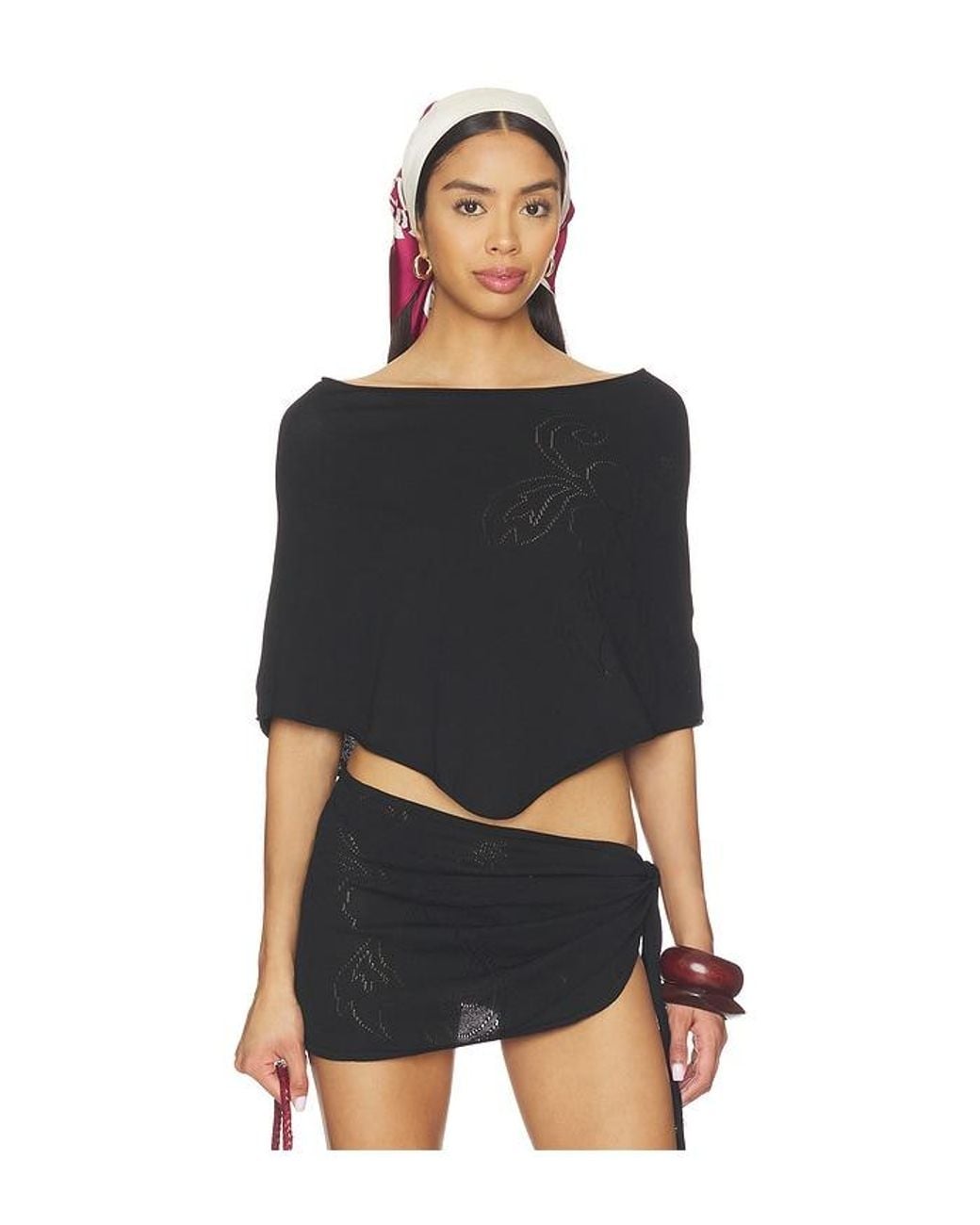 Frankie's Bikinis Black Scout Knit Poncho