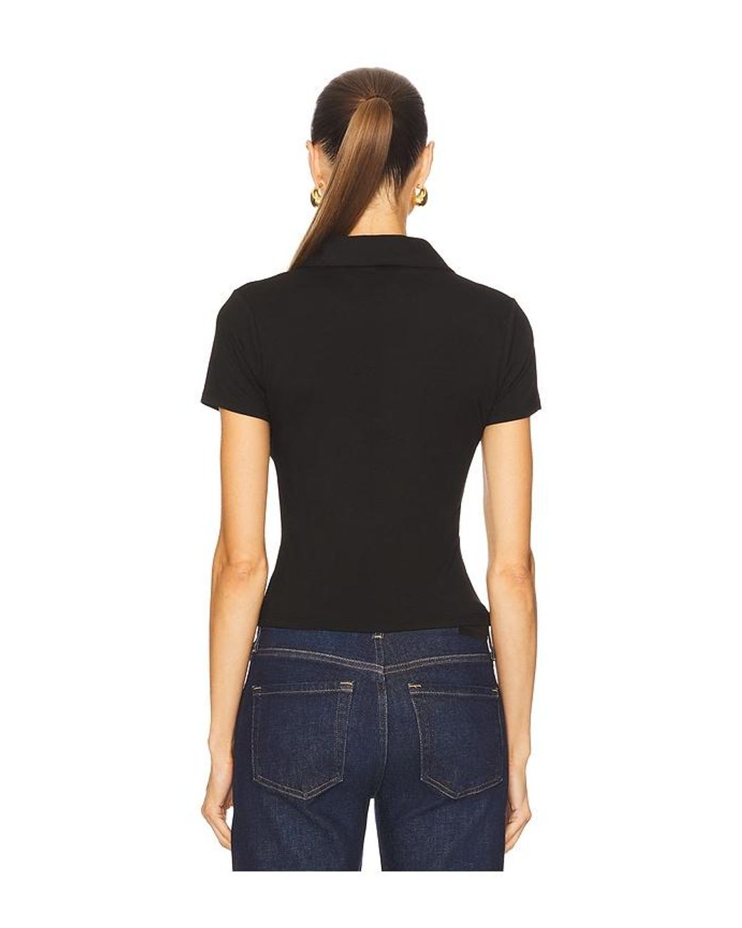 ALL THE WAYS Black Terri Polo Top