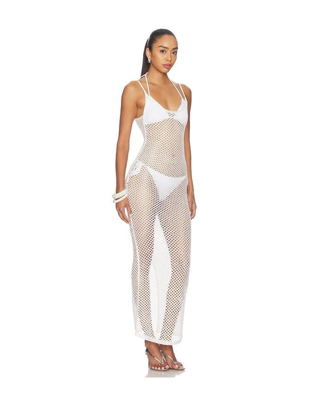superdown White Dillon Crochet Maxi Dress