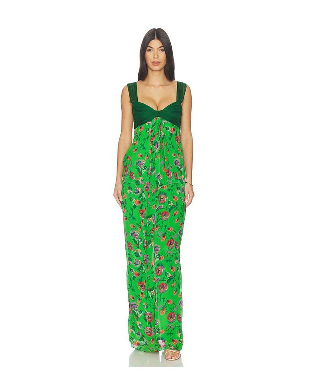Saloni Green Chani Long Dress