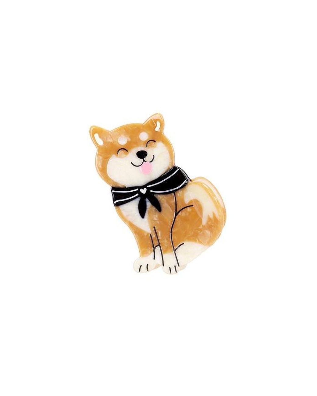 Solar Eclipse White Hand-Painted Shiba Inu Claw Hair Clip