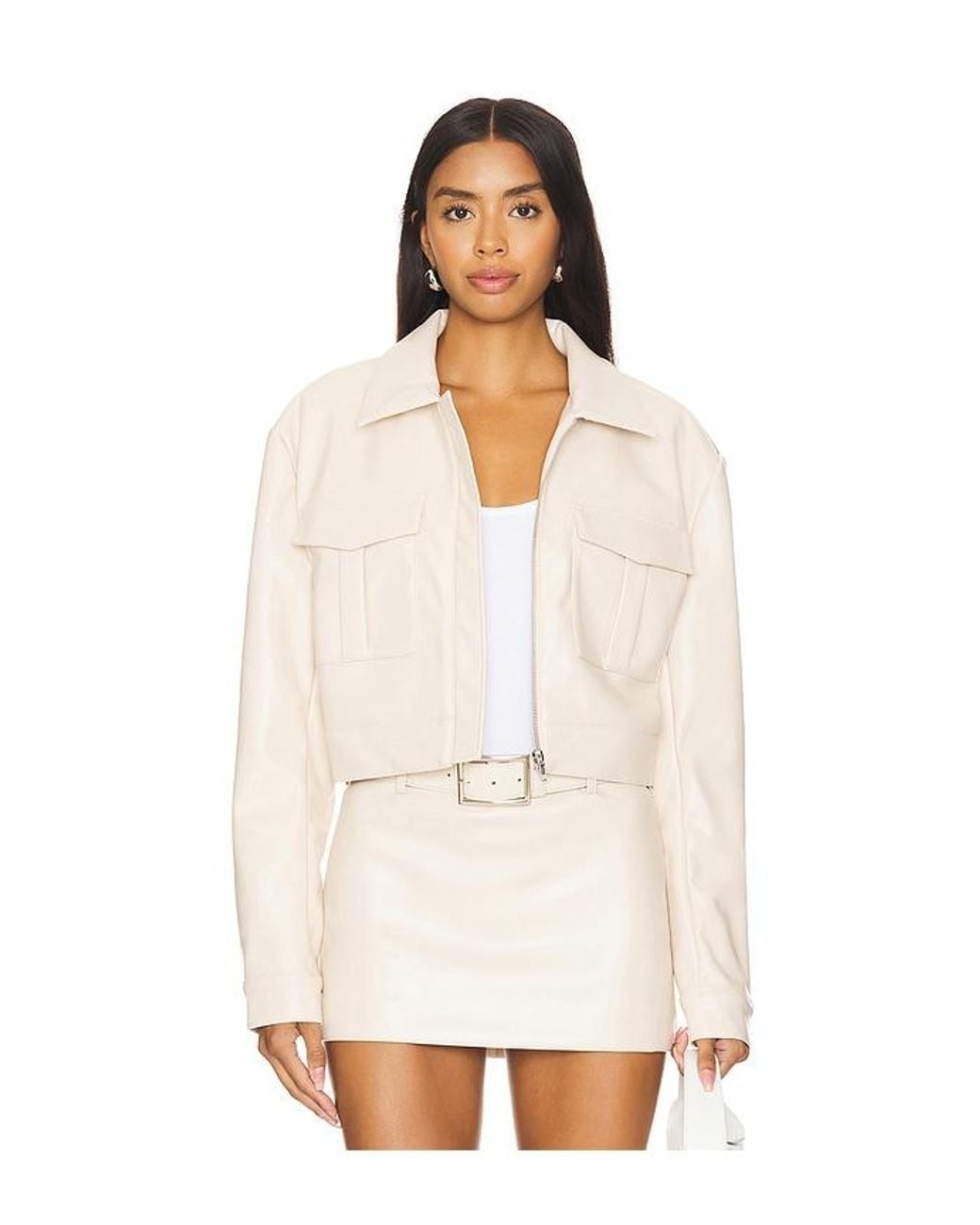 Nakedvice White Smooth Leather Zipper Jacket