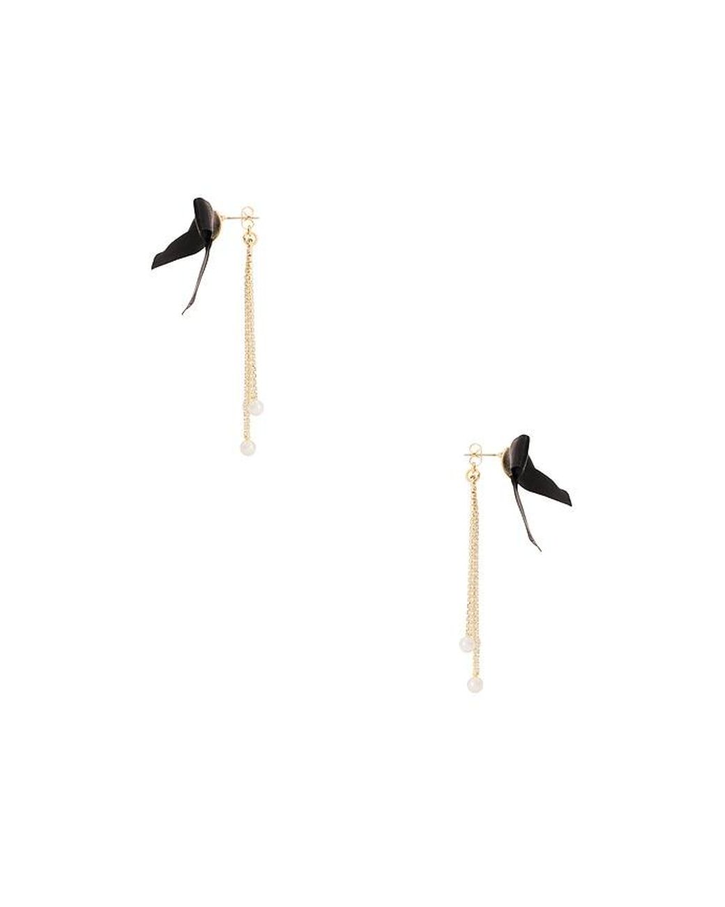 Ettika Black Velvet Bow Crystal Chain Earrings