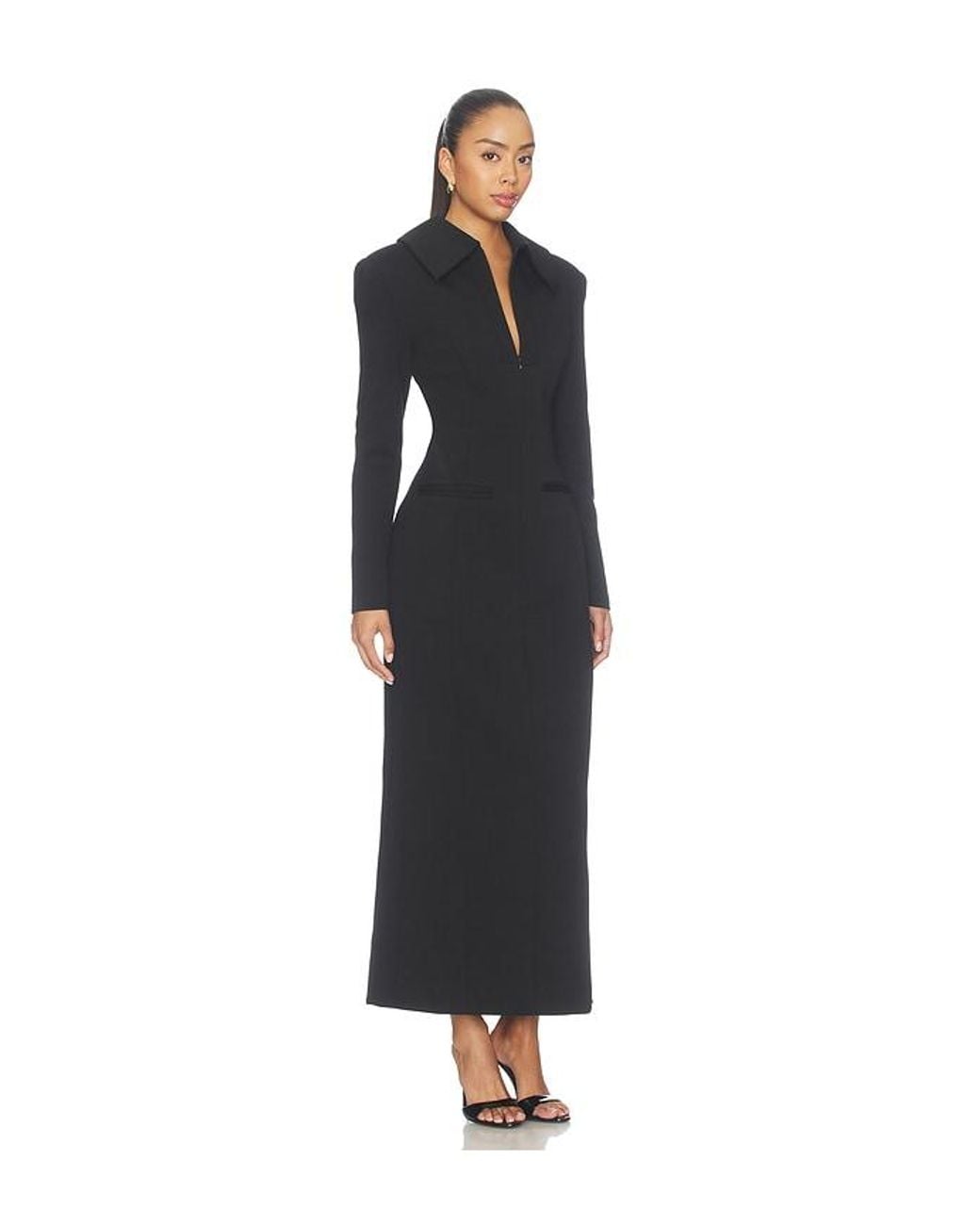 Odd Muse Black Zip Detail Midi Dress
