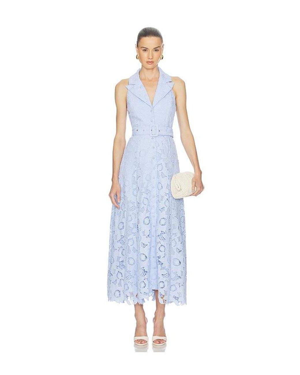 Elliatt White Lacy Collared Maxi Dress