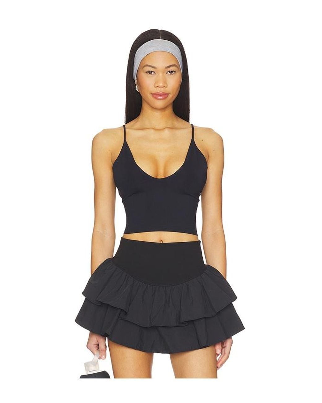 Free People Black Round Two Skinny Strap Tank