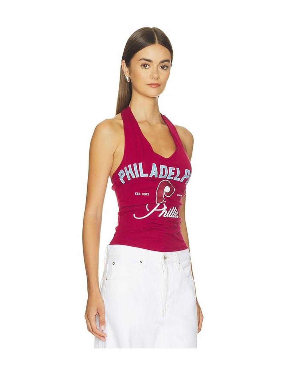 OFF SEASON Red Ruched Halter Top