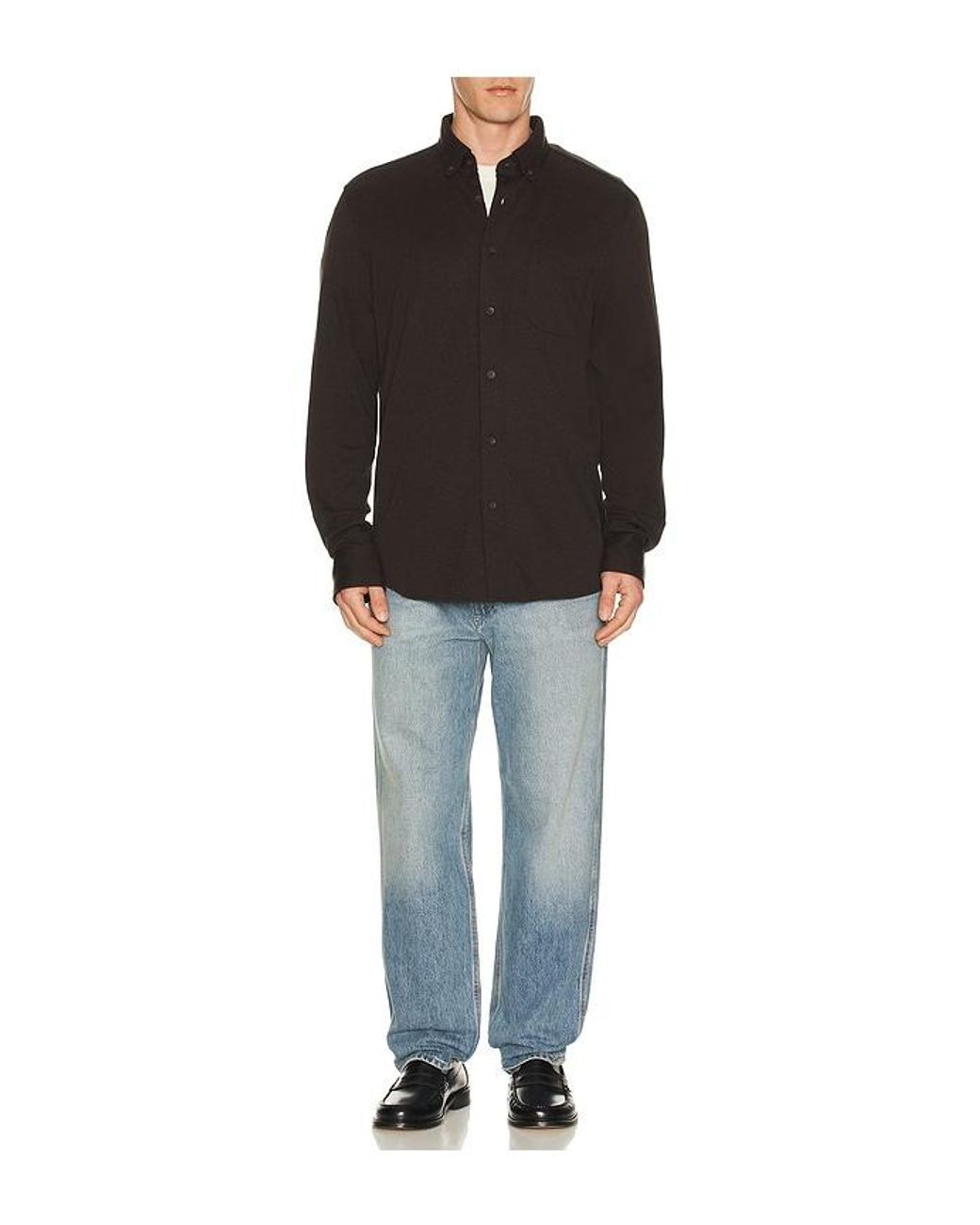 Faherty Brand Black Coastline Knit Shirt for men