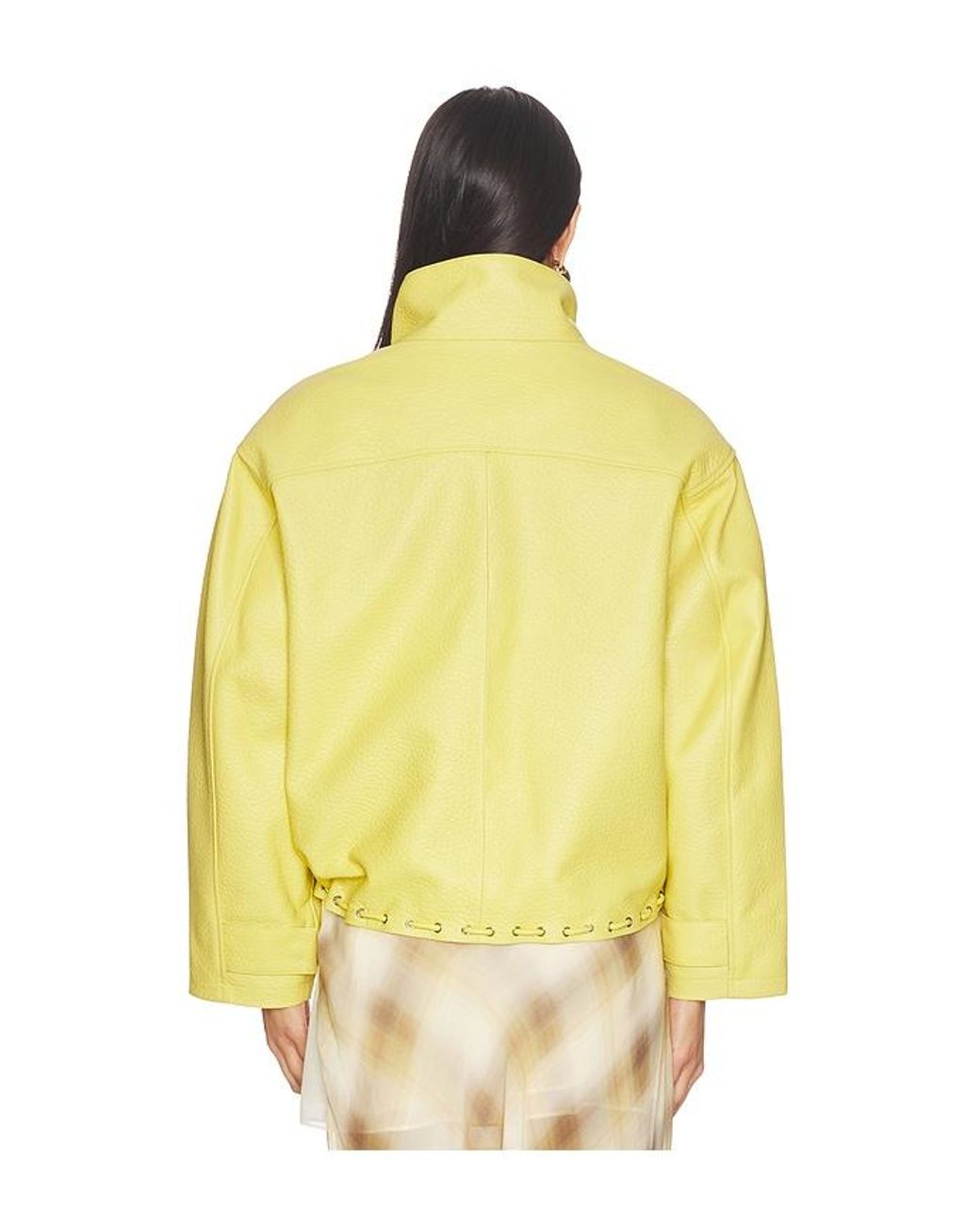 AEXAE Yellow Leather Pebble Utility Jacket
