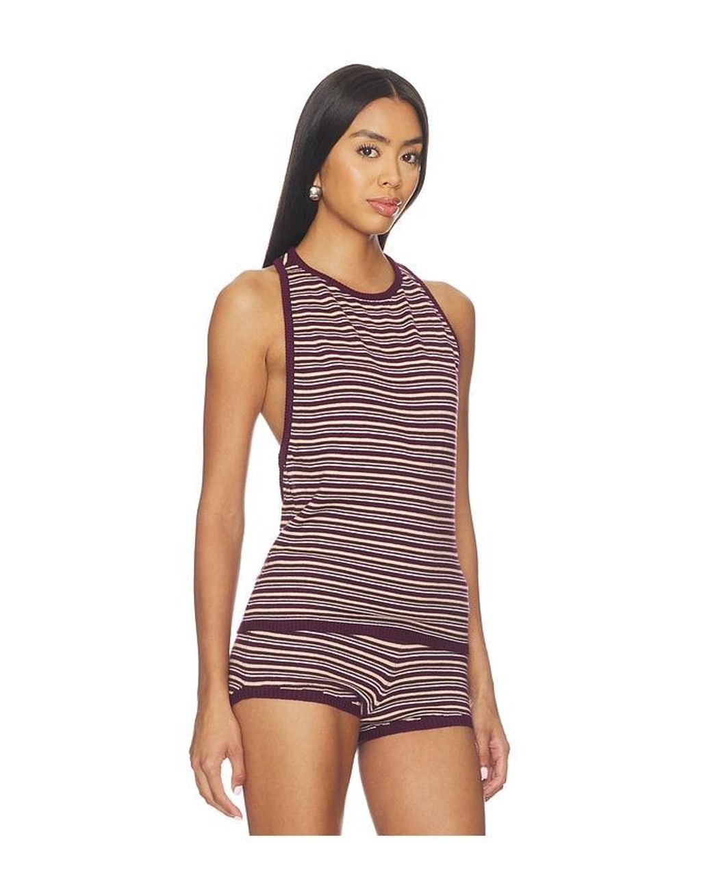 EB DENIM Red Romy Knit Racer Tank Top