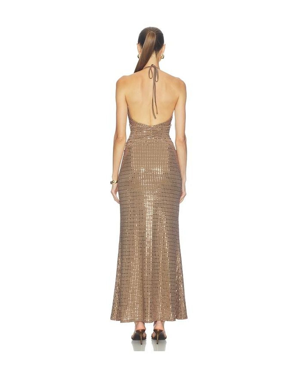 Runaway the Label Natural Nara Deep V-Neck Maxi Dress