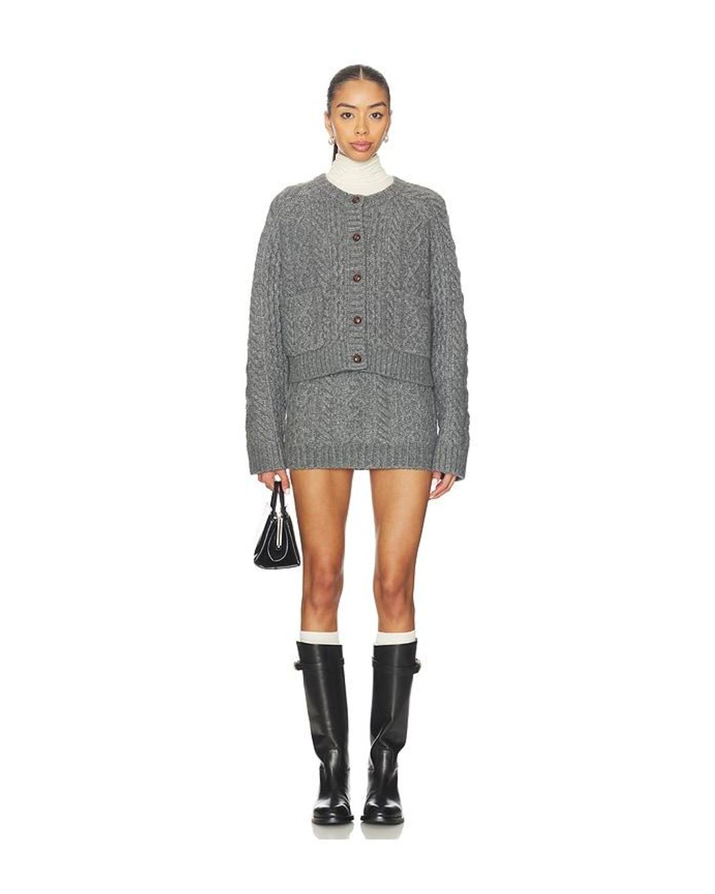 Lovers + Friends Gray Ibona Cable Cardigan