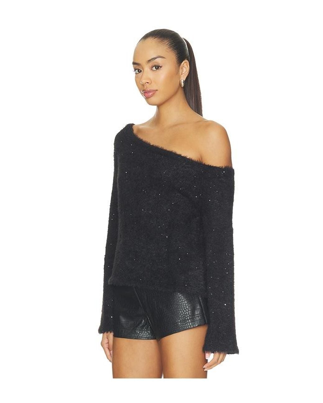 SNDY'S Black Crystal Sequin Knit Jumper