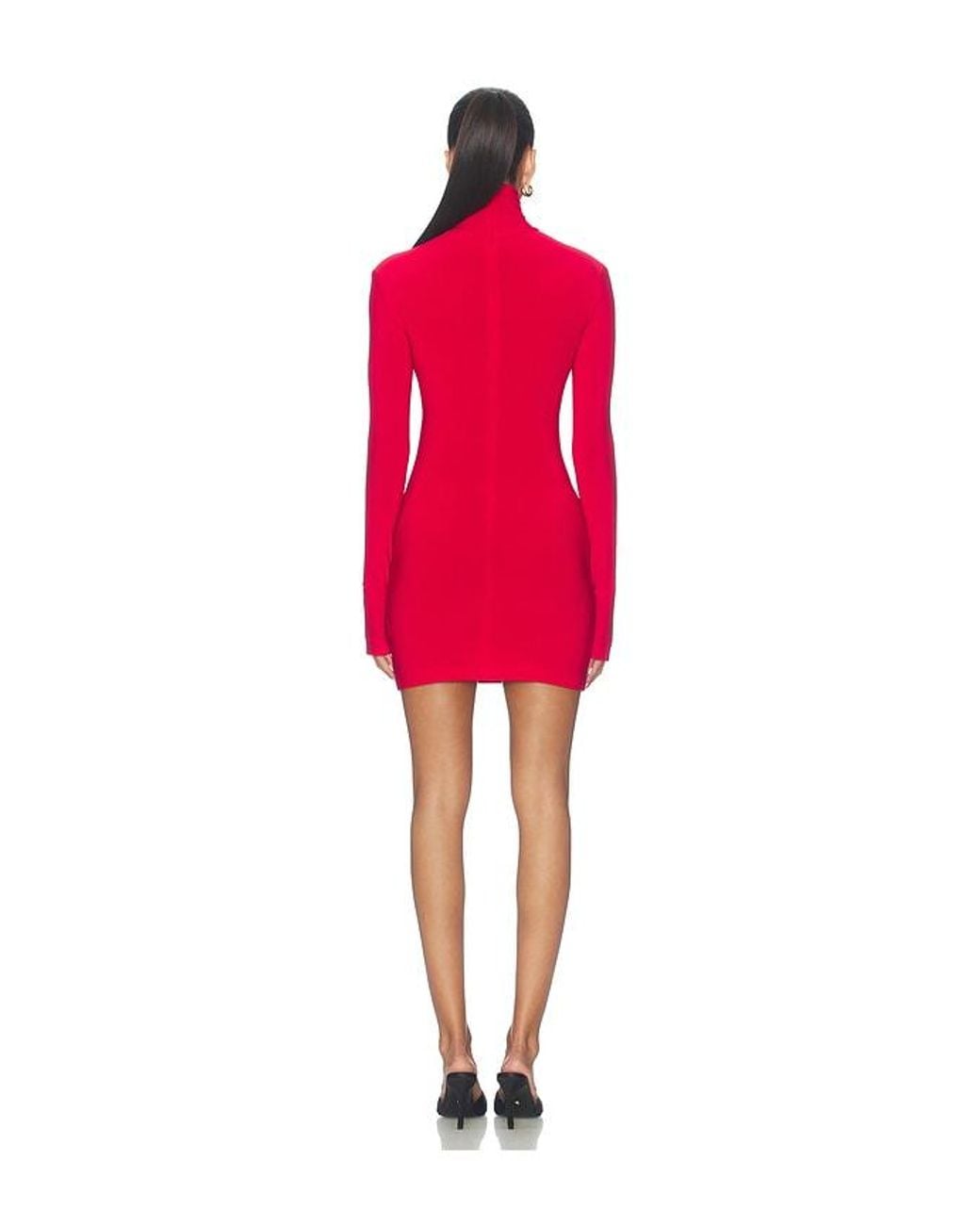 Norma Kamali Red Long Sleeve Turtleneck Mini Dress
