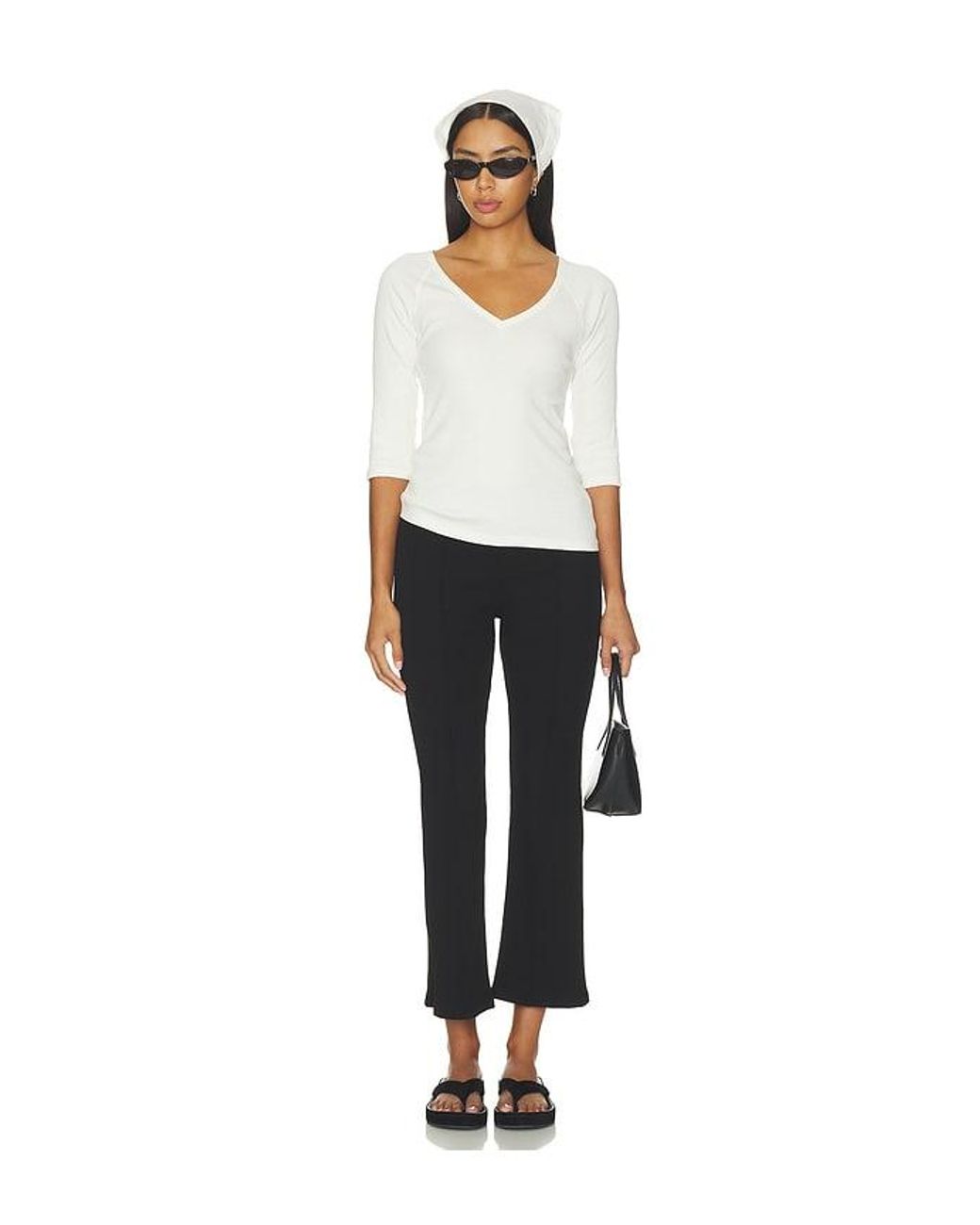 Bobi Black Seamed Cropped Flare