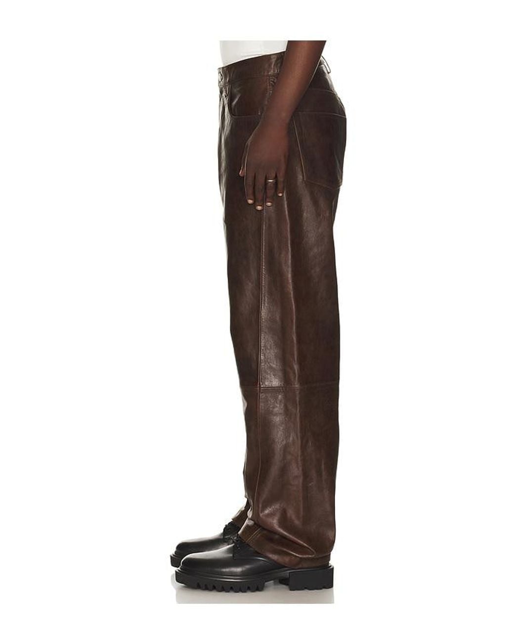 sunflower Black Wide Twist Leather Pant for men