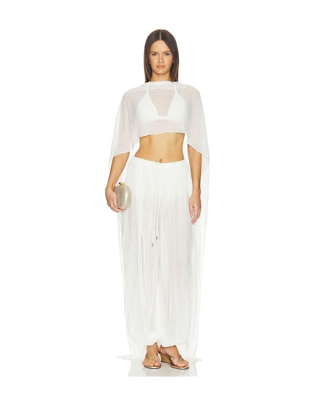 Jonathan Simkhai White Afton Crinkle Jersey Balloon Pant