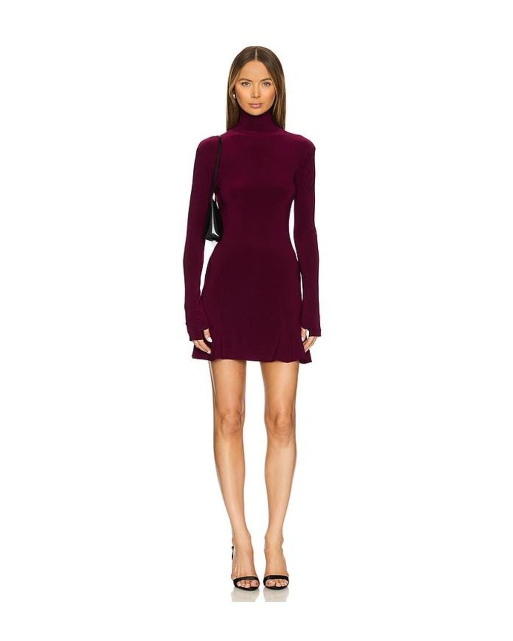 Norma Kamali X Revolve Long Sleeve Turtleneck Fishtail Mini Dress in Red |  Lyst