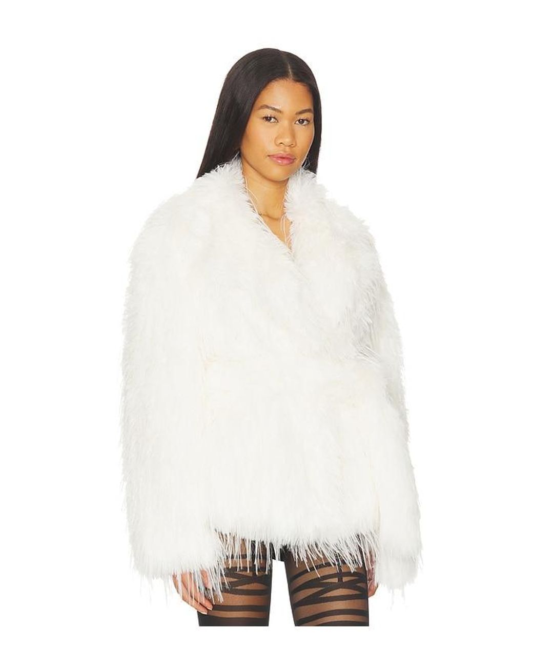 Lamarque White Isla Faux Fur Coat