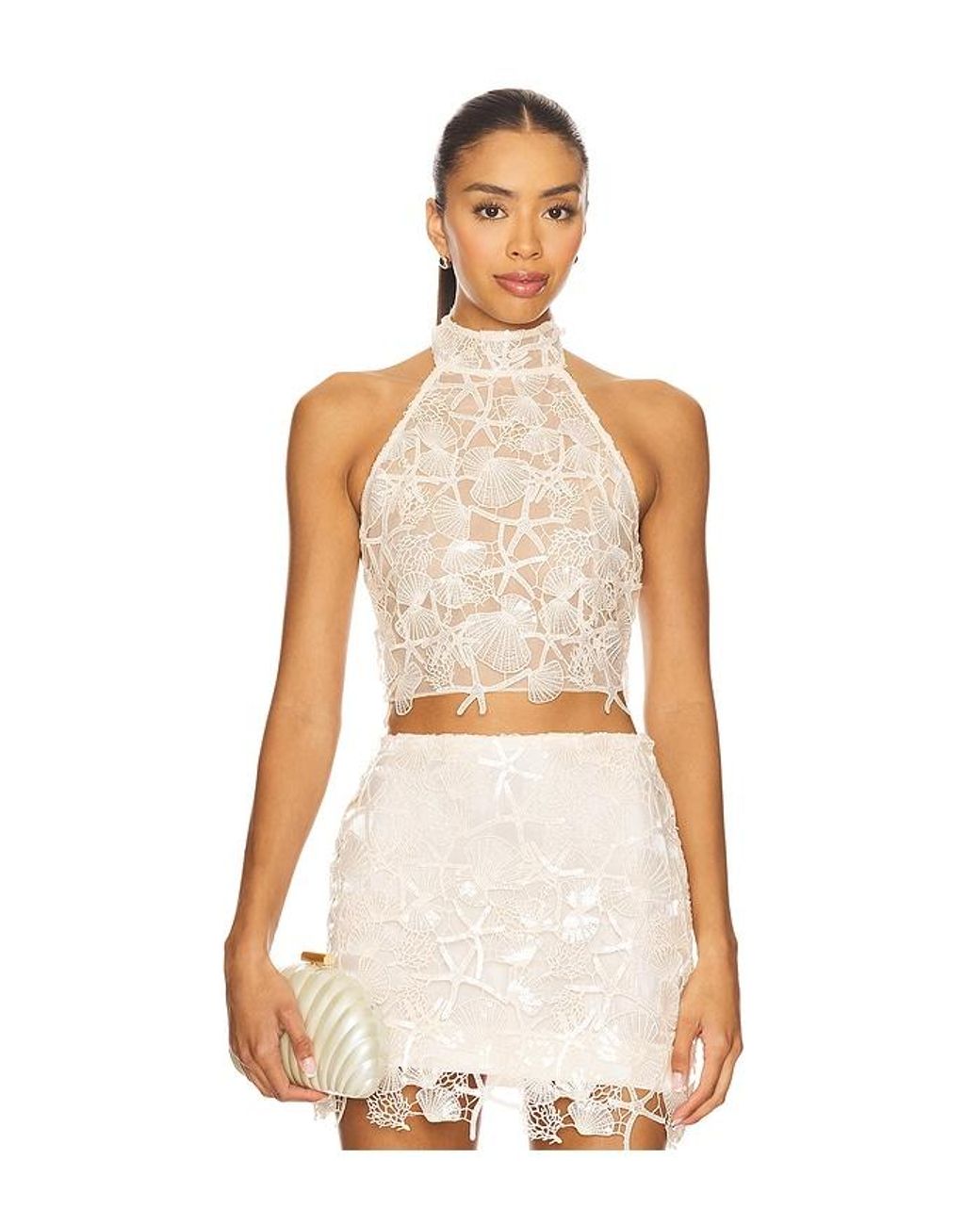 retroféte Natural Louelle Sequin Top