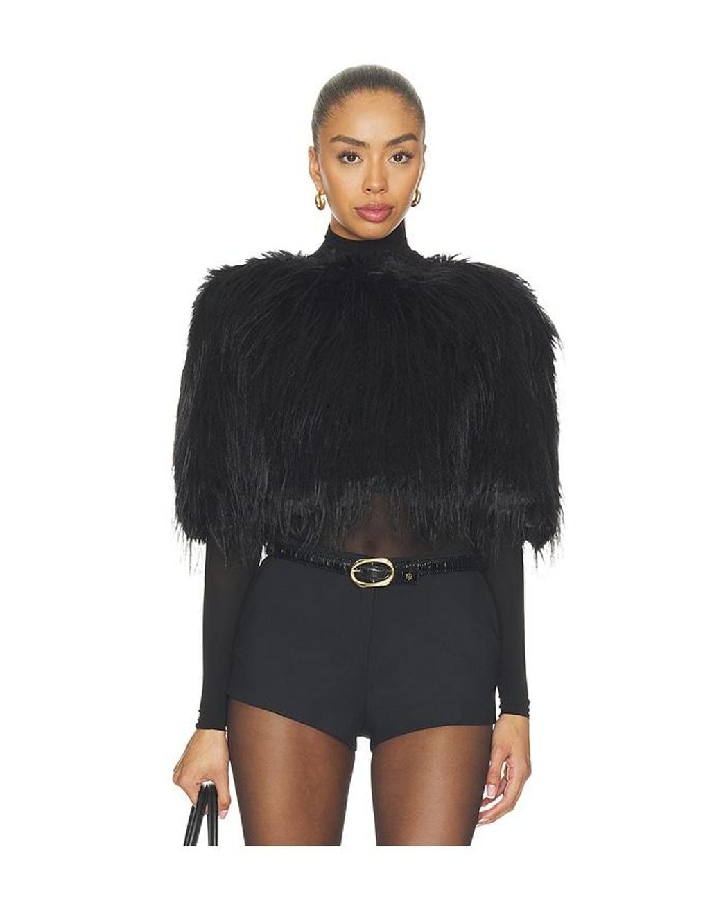 AFRM Black Faux Fur Poncho