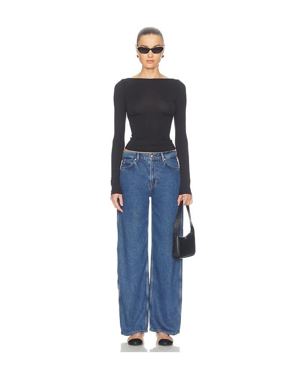 GRLFRND Blue Open-Back Long Sleeve Tee