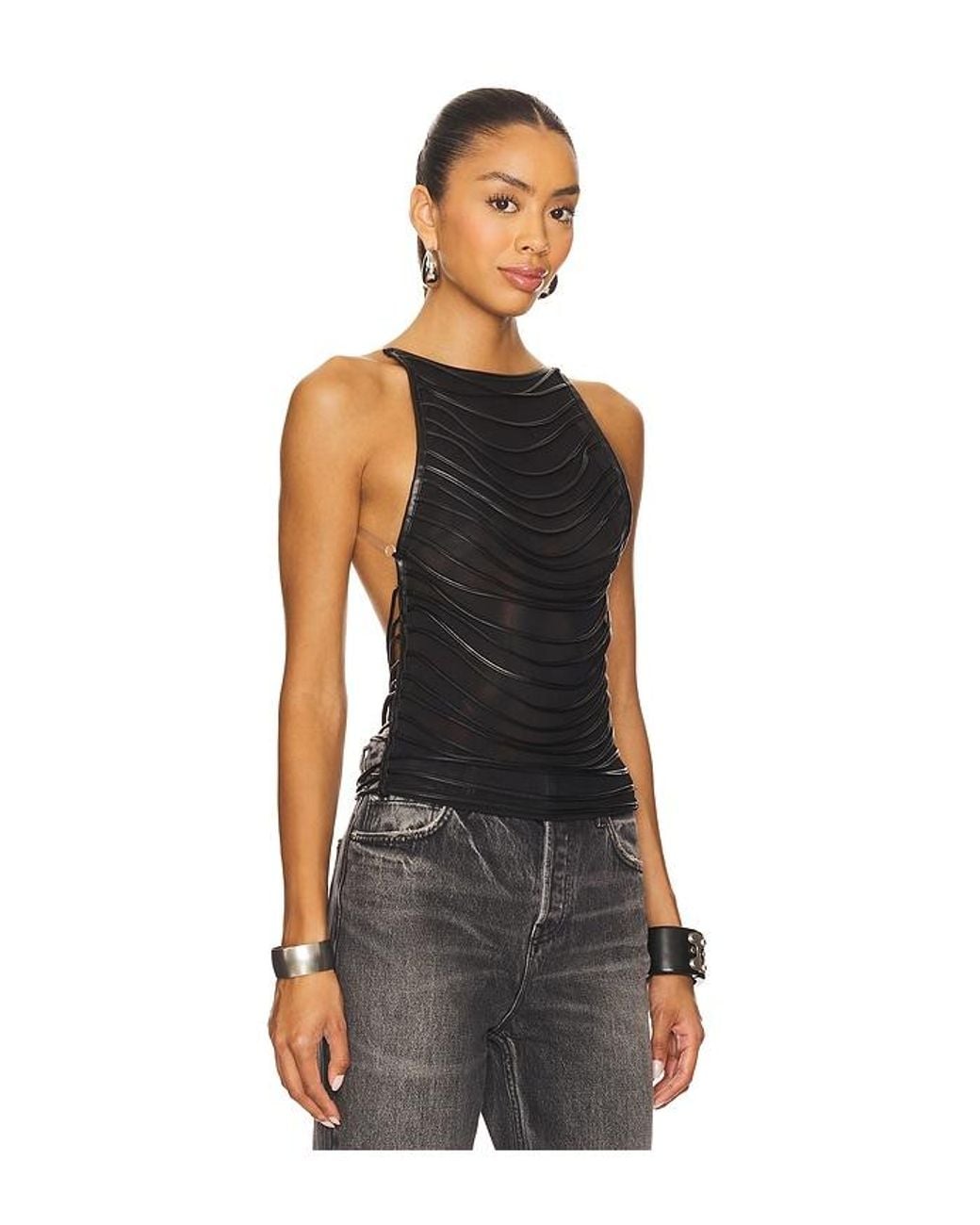 Jaded London Black Strings Attached Backless Top