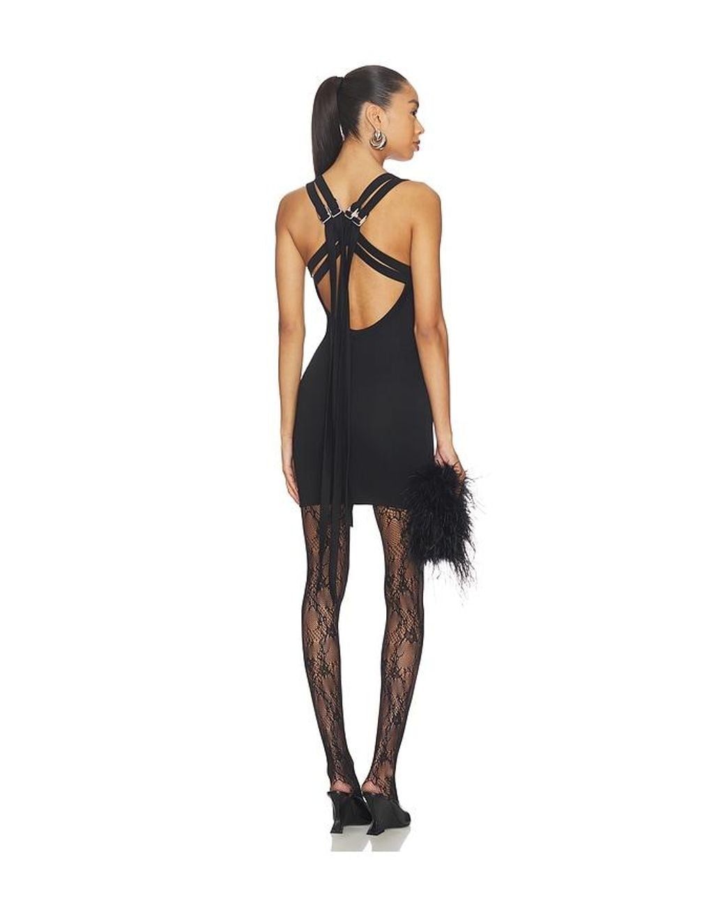 The Attico Black Belted Mini Dress