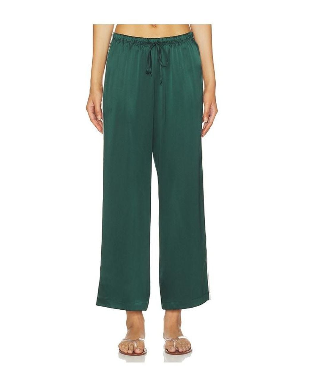 DONNI. Green The Silk Stripe Crop Pant