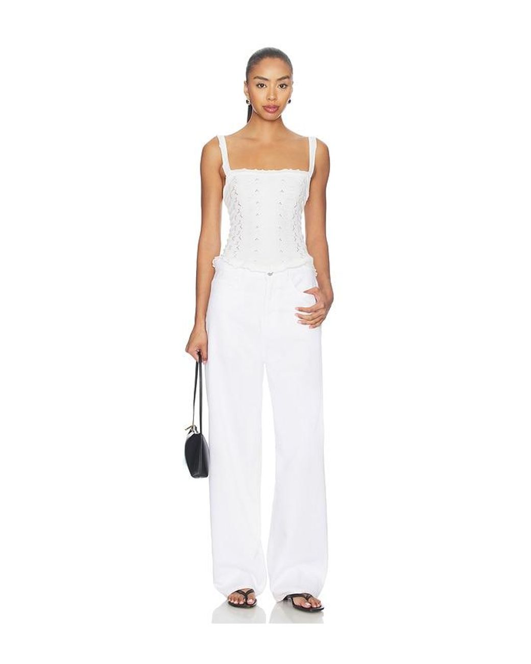 Free People White X Revolve X Revolve So Soft Femme Square Neck Cami