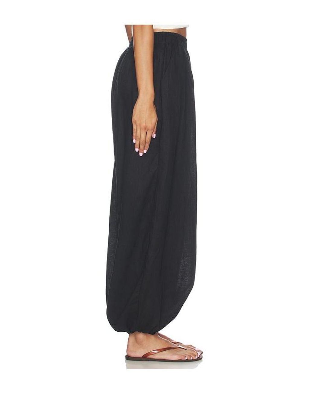 AEXAE Black Linen Balloon Pant