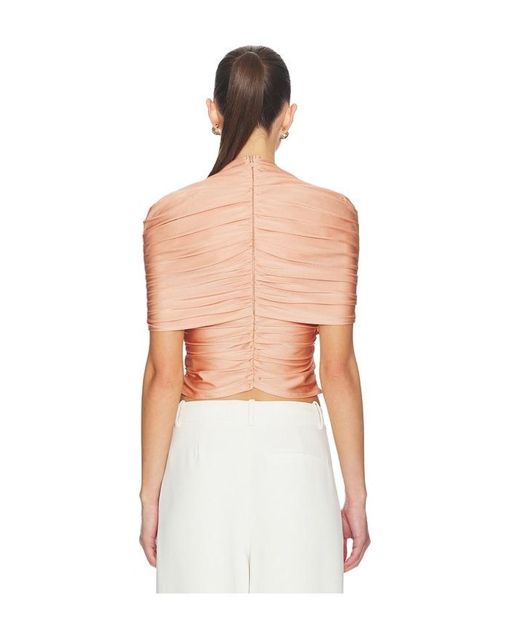 LAPOINTE White Oberteil Mock Neck Ruched Top