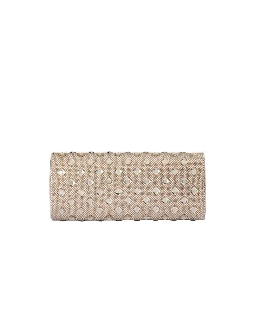 Olga Berg White Bridgette Crystal Clutch