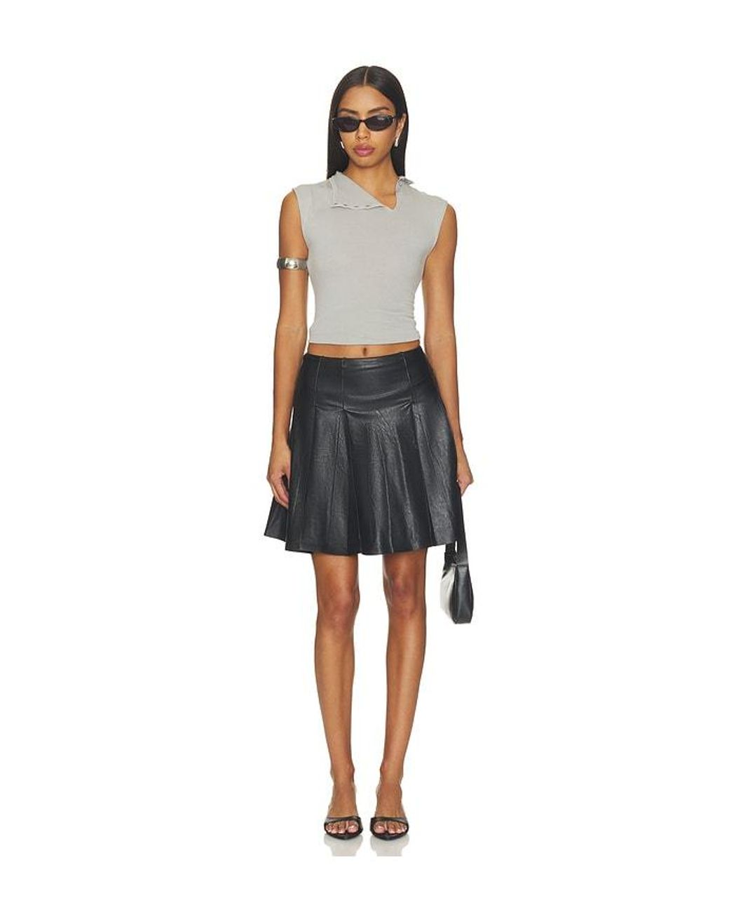 Commando Black Faux Leather Pleated Mini Skirt