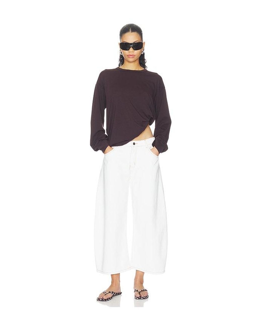 Lioness White Horseshoe Cropped Jeans