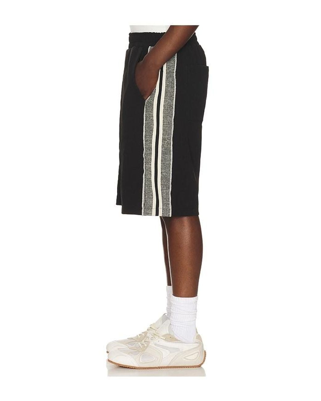 JUNGLES Black Knit Panel Shorts for men