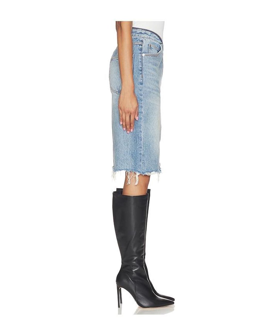 Alexander Wang Blue Dipped V Zip Waistband Skirt