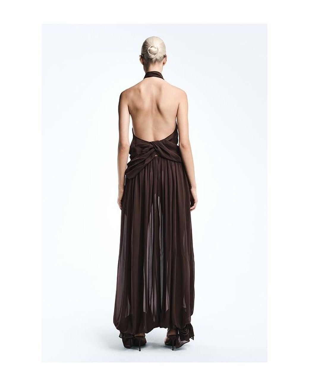 REVOLVE LOS ANGELES Brown Adela Georgette Silk Top