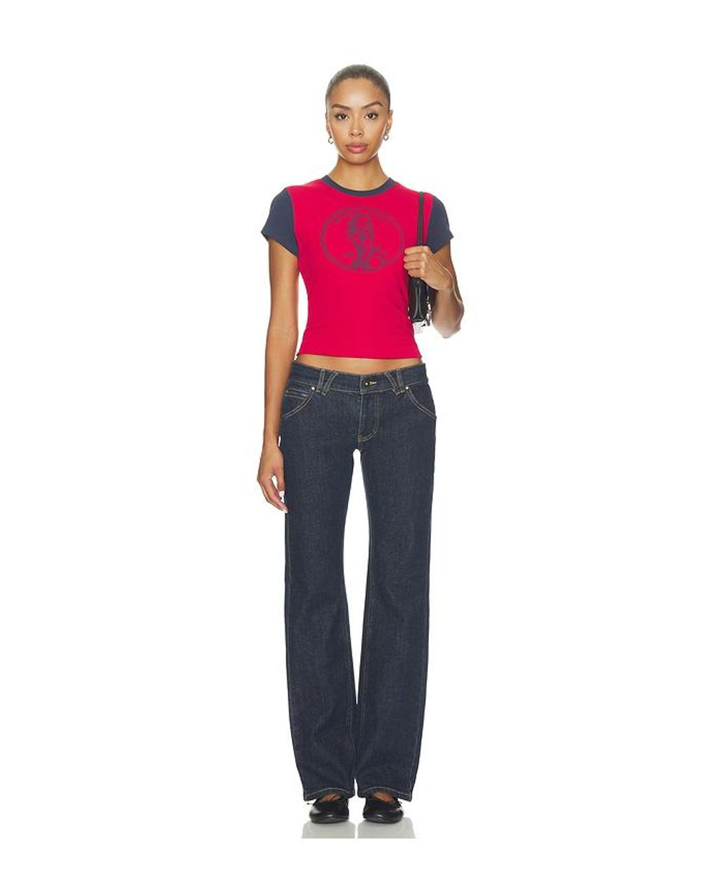 Frankie's Bikinis Red Eva Cotton Ribbed Tee Shirt
