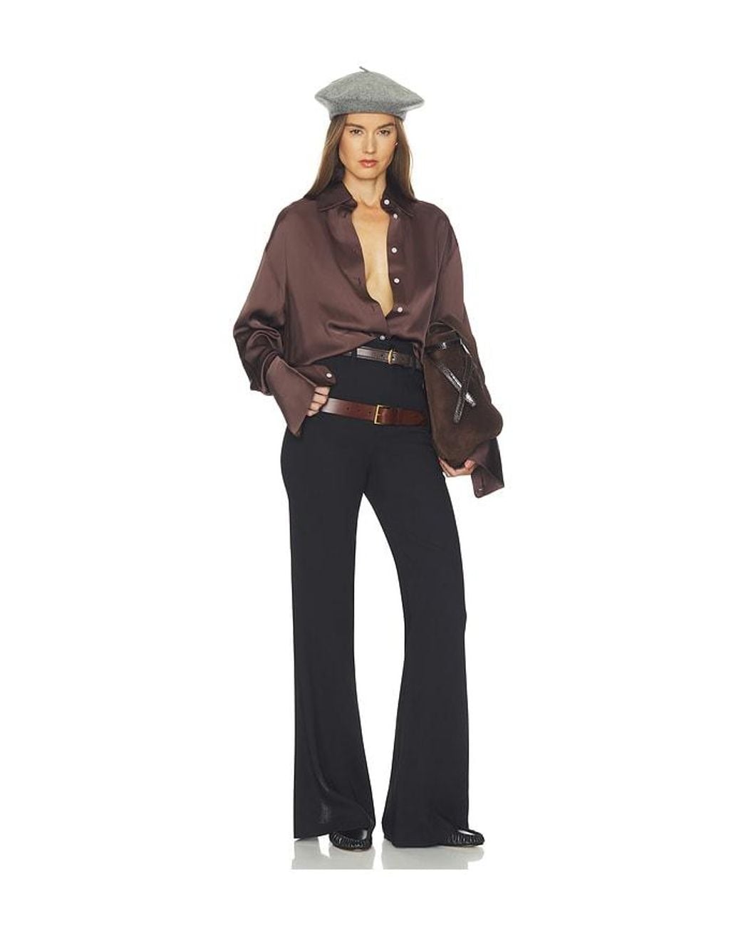Helsa Black Wool Blend Double Loop Trousers