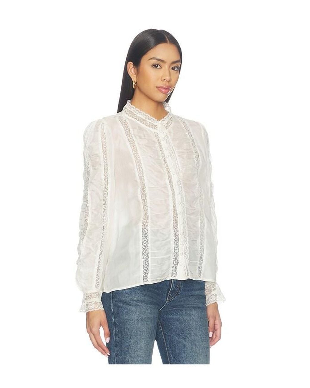 LoveShackFancy Blue Jacque Top