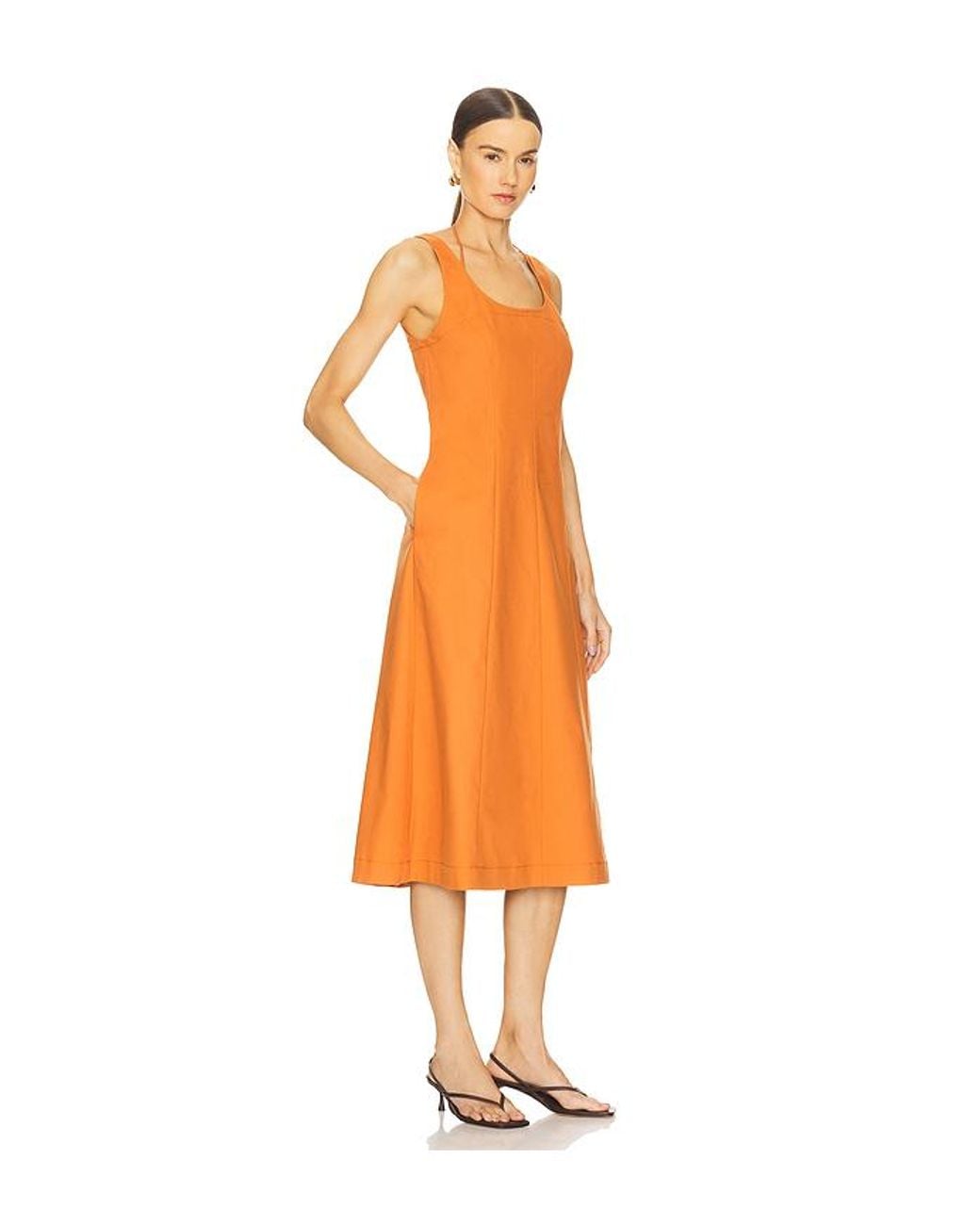 Vince Orange Seamed Tank Dress